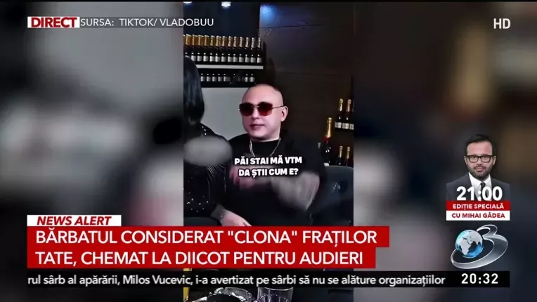Barbatul considerat "Clona" lui Andrew Tate, audiat la DIICOT in calitate de martor