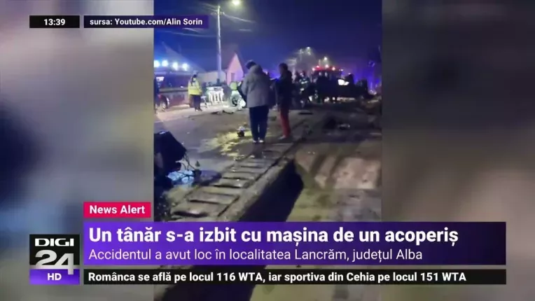 Cu BMW-ul pe acoperisul unei case din Alba. 4 tineri au scapat cu viata ca prin minune