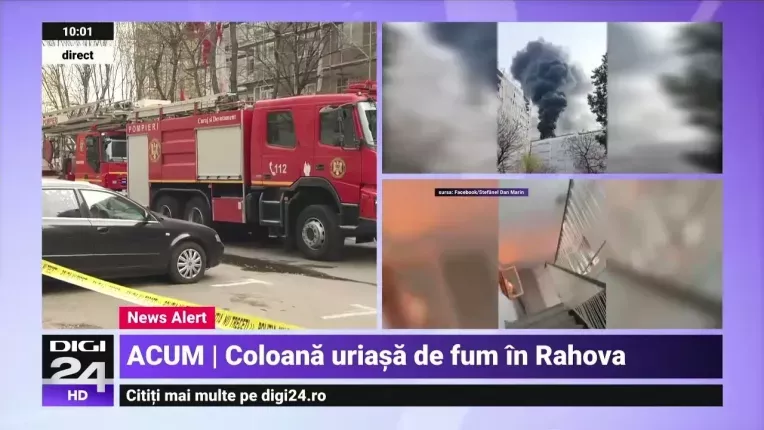 Un incendiu puternic a izbucnit la un bloc aflat in renovare, din Sectorul 5